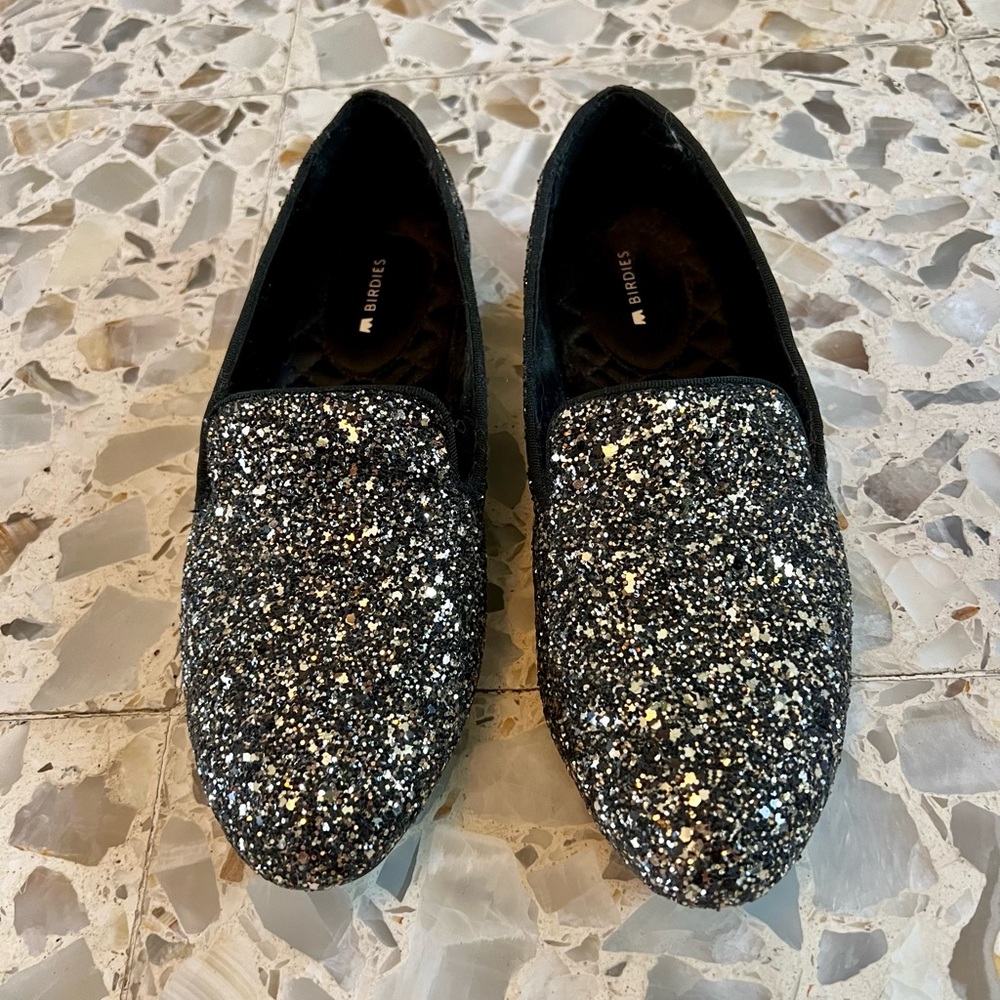Birdies Women's The Starling in Starlight Glitter Flats Size 7